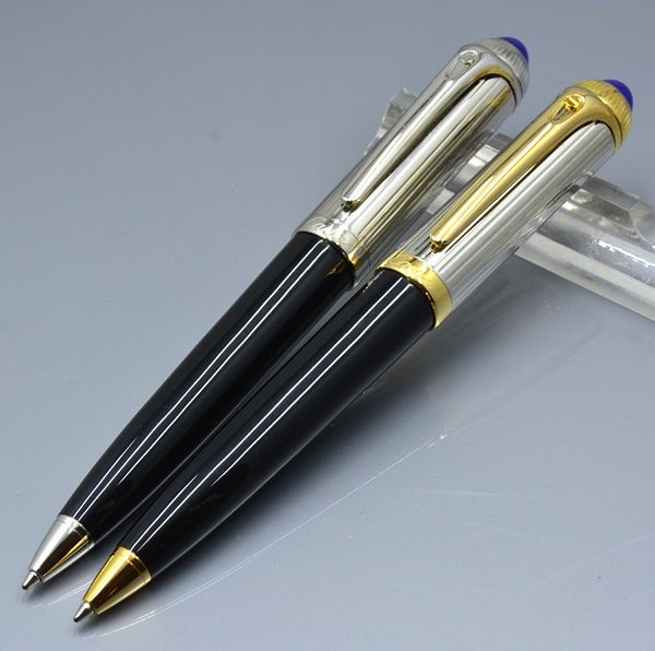 

Top quality black metal silver clip Ballpoint pen with stationery school office supplies write smooth Luxury ball pen gifts