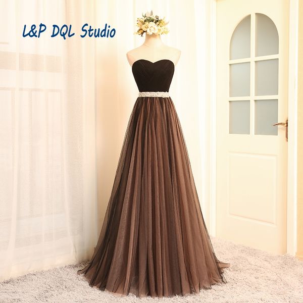 Eye Catching preto vestidos de noite querida mangas Lace-up de volta Sparking destacável Sashe Long Prom Dresses entrega rápida barato