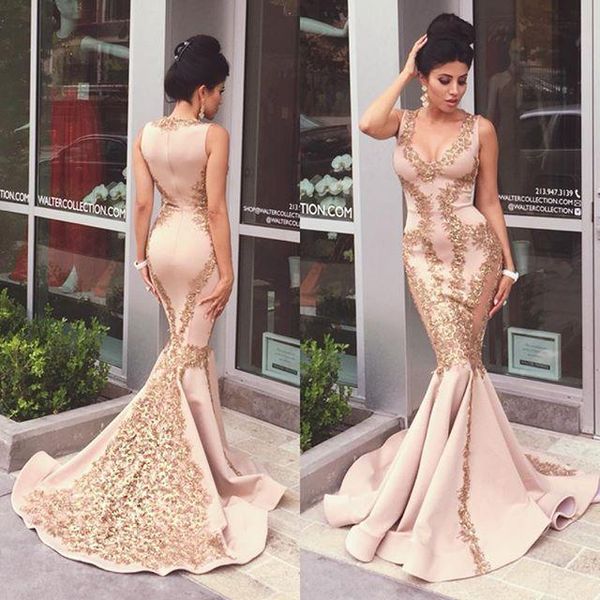 

new vintage blush lace appliques beads prom dresses 2017 mermaid v neck sweep train formal arabic evening gowns vestidos custom made, Black