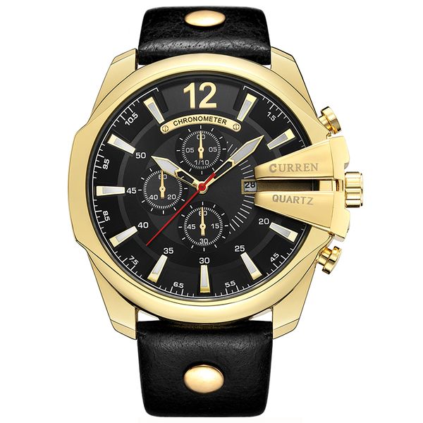 

man men brand quartz watch luxury wholesale popular relogio 8176 watches gold watches men clock curren masculino xvdxw, Slivery;brown