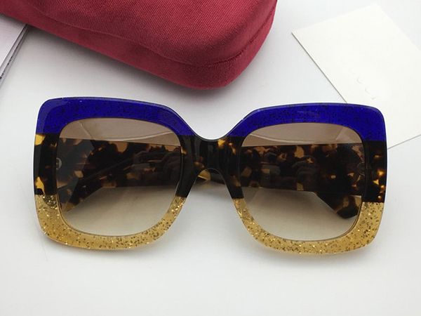 

women square blue/havanna gg0083 s sunglasses blue sparkle glitter tortoise designer sunglasses brand new with box, White;black