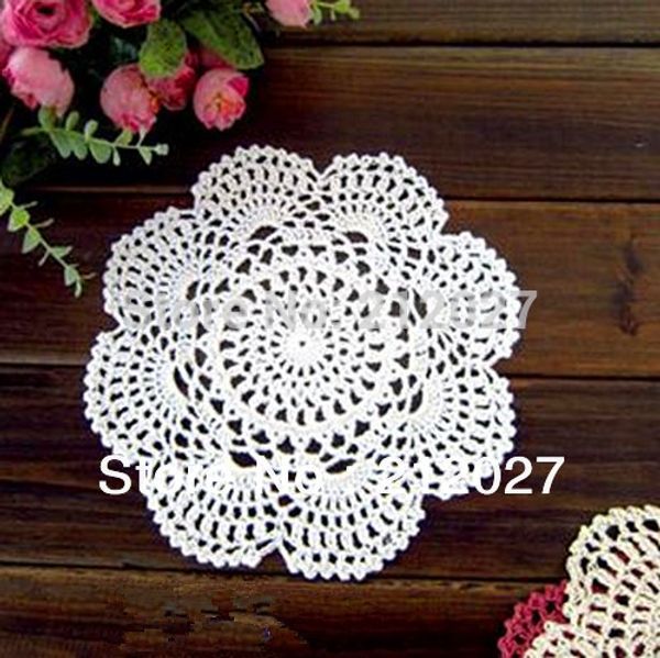 

wholesale- wholesale cotton hand made colorful doily crochet cup mat ,cup pad, 20cm round 20pcs/lot ing