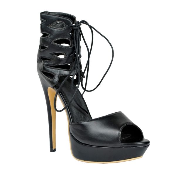 

kolnoo womens fashion handmade large size d'orsay cross lace-up high heel platform sandals shoes black xd178-01