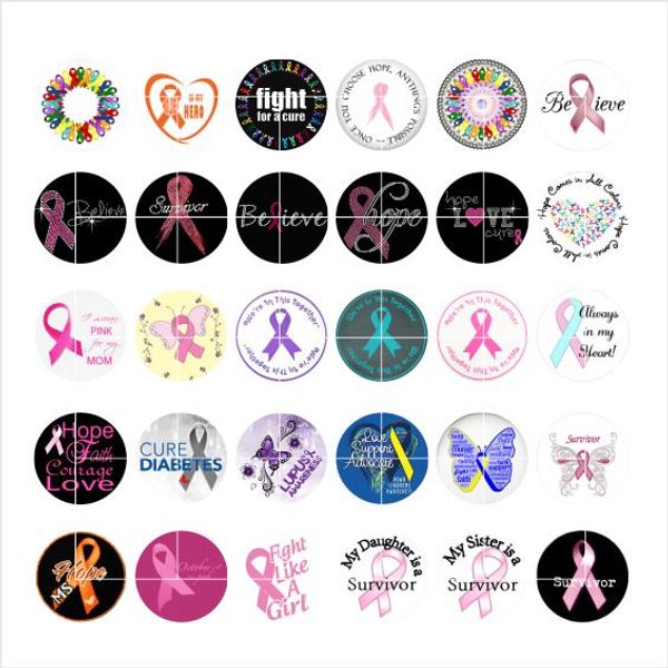 

faith ribbon snap button jewelry charm popper for bracelet 30pcs / lot gl017 jewelry making, Crystal