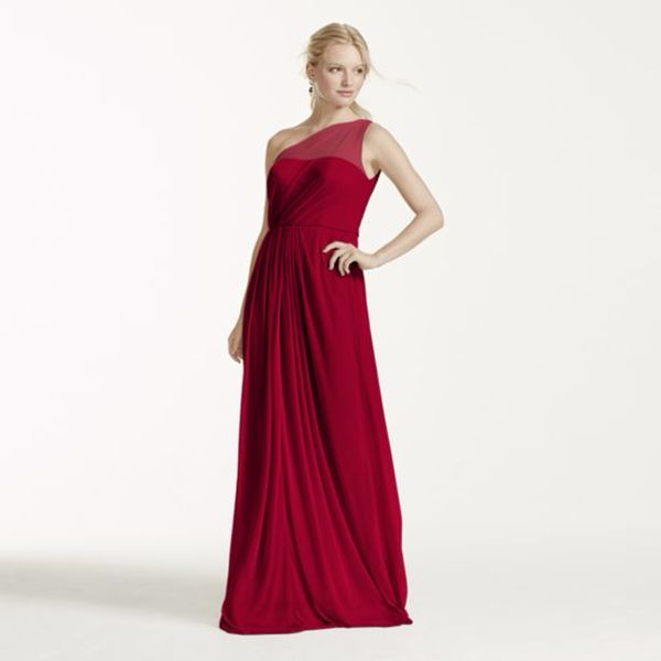 

long chiffon bridesmaid dres with illusion one shoulder neckline pregnant f15928 wedding party dress evening dress formal dresses, White;pink