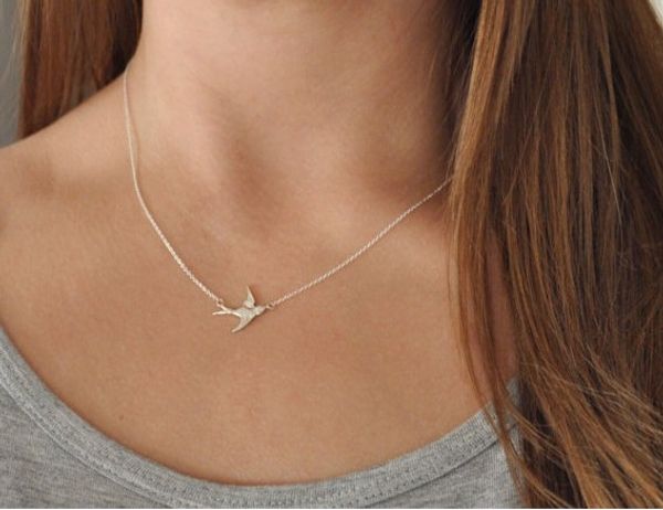 

chic peace dove chokers necklaces for womens silver gold tone party gift idea simple pendant necklaces, Golden;silver