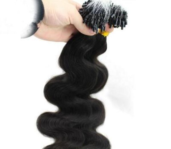 

micro ring hair extensions 100gr set natural color 24inch single drawn body wave hair