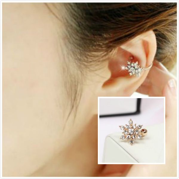 

charm no piercing flake rhinestone ear cuff gothic silver gold tone ear bone clips earrings for girls/ladies