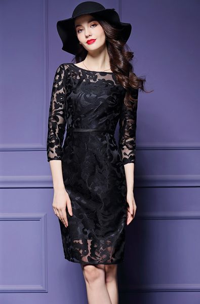 

women sheath dress elegant 3/4 sleeve mini party dresses 021702, White;black