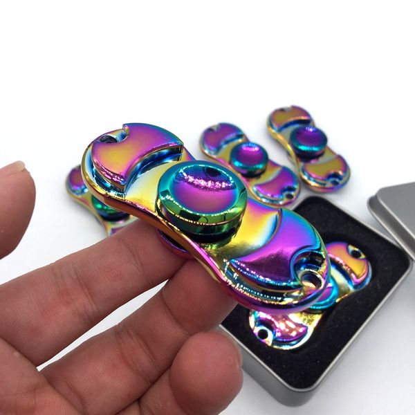 

2017 torqbar brass edc hand spinner rainbow color fidget spinner handspinner fingertip gyro decompression anxiety toys retail box dhl free