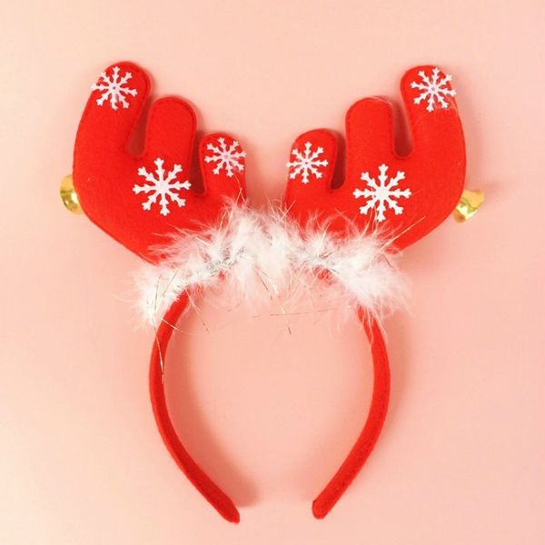 

1 pcs christmas antlers head buckle with bell red hair hoop xmas decorations headwear reindeer headband 6zhh102 (size: 20 g, color: red