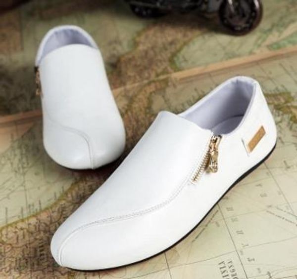 

wholesale- men 2017 flats shoes casual platform pointed shoes pu leather shoes male loafers men flats breathable plus size 39-45 or642675, Black