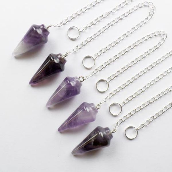 

YZ104 5pcs Natural Amethyst pendulum Pendant Bead Random send