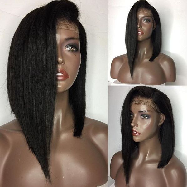 

brazilian hair bob short human hair wigs lace front wig full lace human hair wigs with natural color, Black;brown