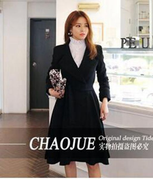 

women in the spring and autumn style boutique high-end temperament show thin big yards trench coat / s, Black