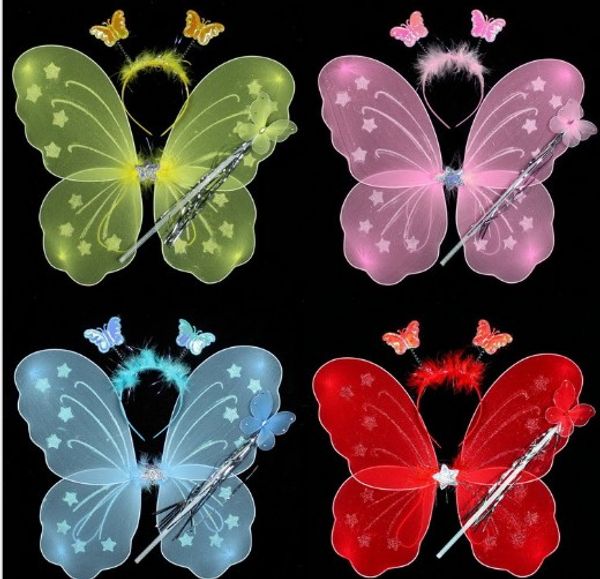 20 pezzi Bambina angelo ali di farfalla giocattolo in tre pezzi puntelli in costume per spettacoli per bambini bacchetta magica barra magica