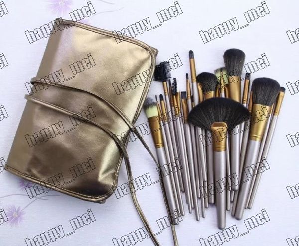 

factory direct dhl new makeup brushes nude 24 pieces brush with leather pouch