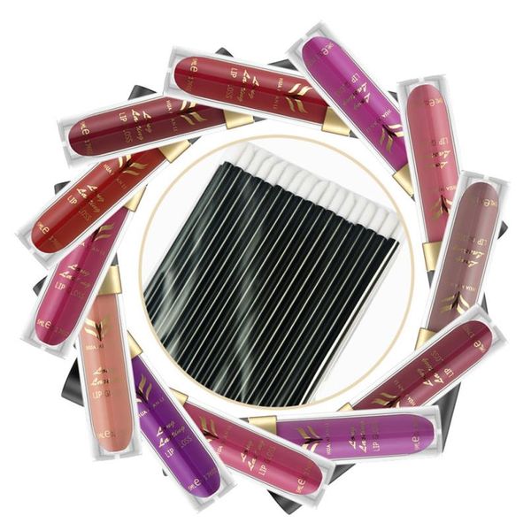 

wholesale- new style 50pcs disposable black bar lip brush + matte lip gloss makeup combination wooden hair accessories anne