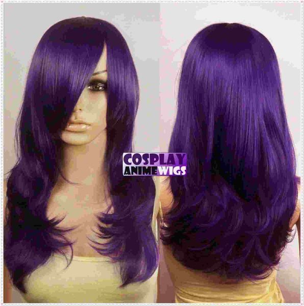 

62cm dark purple heat styleable layers drag bangs cosplay wigs 66_737, Golden;white