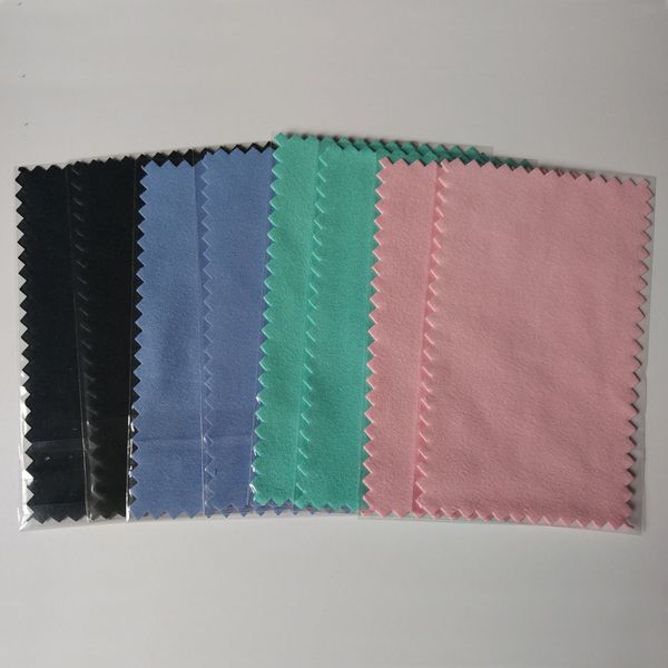 

200pcs burnishing 11x7cm silver polishing cloth for silver golden jewelry shining cleaner black blue pink green colors opp bag packing