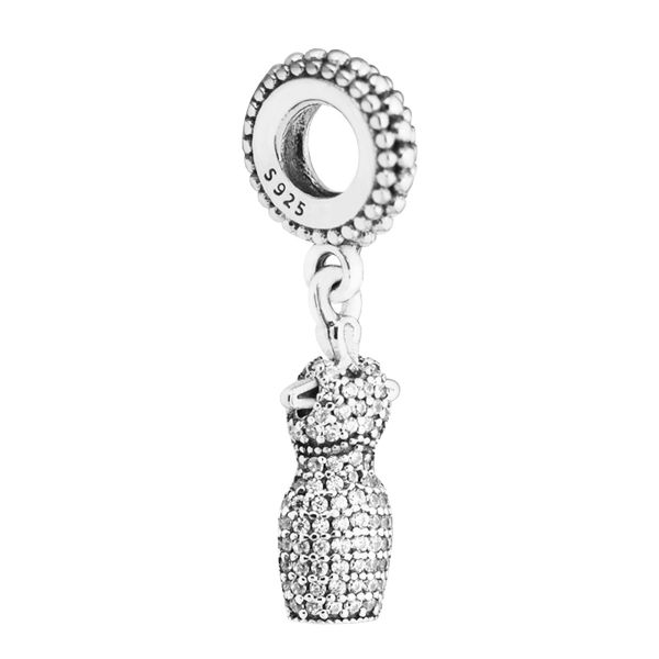 

2017 mother's day silver beads diy fit pandora bracelets authentic 925 sterling silver jewelry charms clear cz skirt 1pc/lot, Black