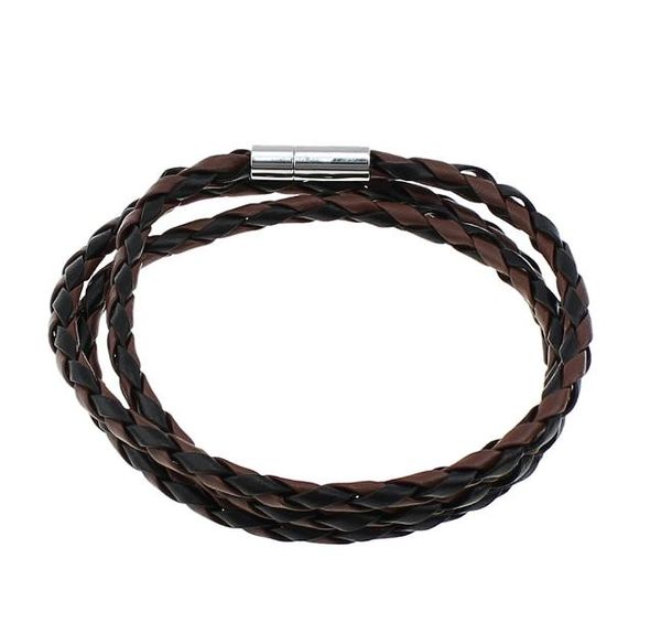 

wholesale-new arrival punk fashion jewelry cord bracelet men women cool wristband wrap 3 strands bracelets rope braid leather bangles gift, Golden;silver