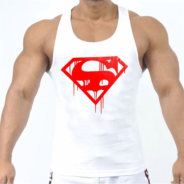 

wholesale- 2016 winter fitness men vintage blood super man bodybuilding vest men' stringer tank sleeveless clothes m14, White;black