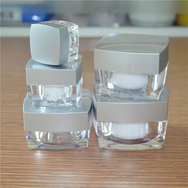 

5g 10g 15g 30g 50g white square acrylic cosmetics packing bottle with silver cover,cream box / bottle f20171206