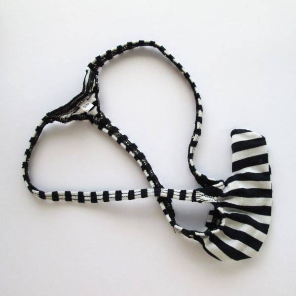 

mens rocket thong bulge low rise string cotton poly spandex g495cw wide stripes, Black;brown