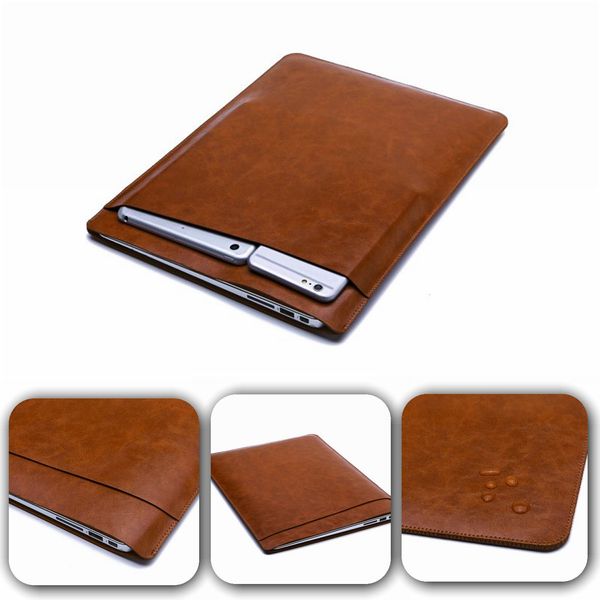 

роскошный сетчатый чехол с двойной сеткой карманные сумки для ноутбука macbook pu кожаный защитный чехол для apple macbook air 11 13 12 дюйм