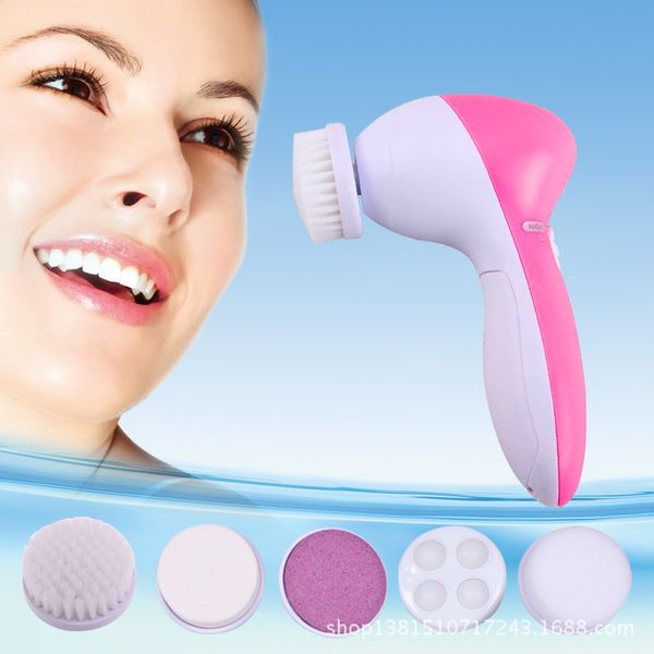 

electric facial cleansing brushes 5in1 face brush sets face cleaner device spa skin care massage beauty machine with english retail box good