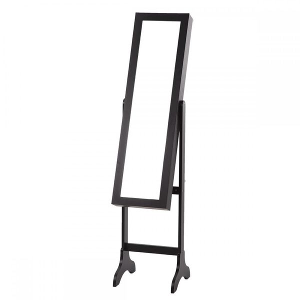 Lockable Mirrored Jewelry Cabinet Armoire Mirror Organizer Storage