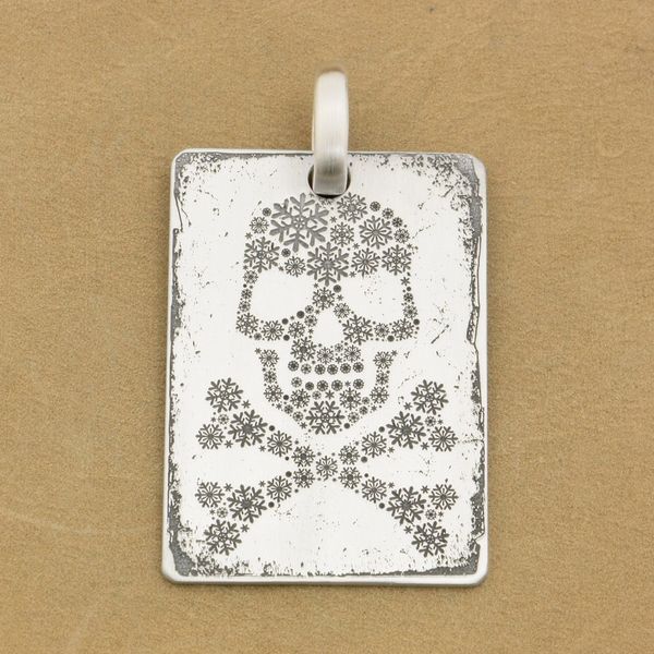 

linsion 925 sterling silver skull cross bone pirate deep engraved high detail biker rocker punk dog tag pendant 9x013 just pendant