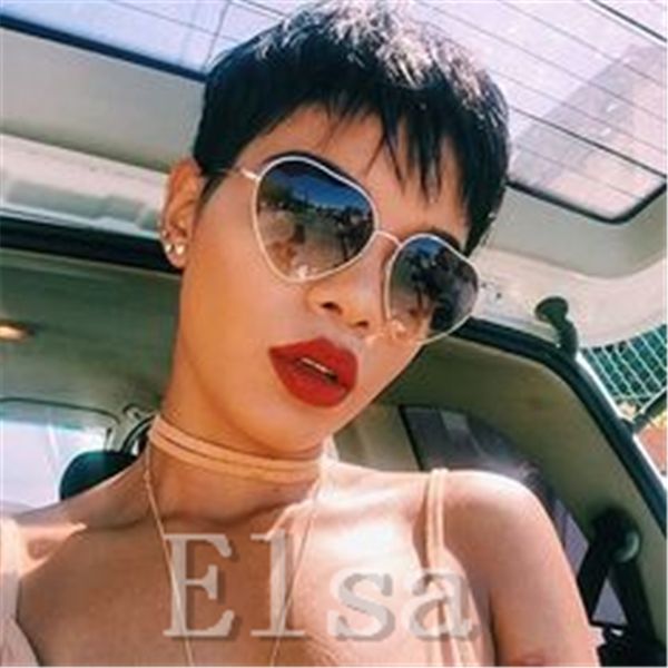 

brazilian bob pixie cut wigs human hair none lace wig for black women culticle short full machine made wig, Black;brown