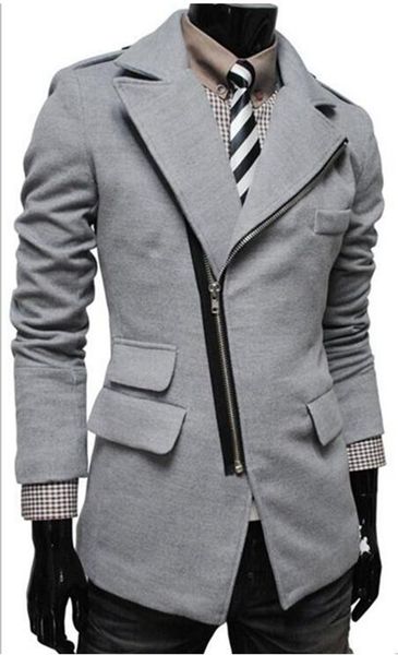 

new men's autumn/winter in europe and the easing of cultivate one's morality fashion personality zipper cloth trench coat /m-2xl, Black