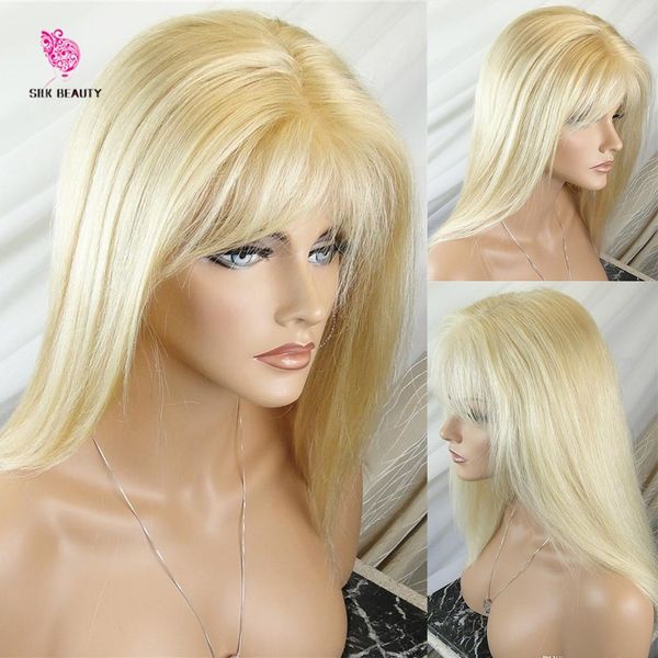 613 Platinum Blonde Full Lace Wigs Vrigin Brazilian Hair Blonde