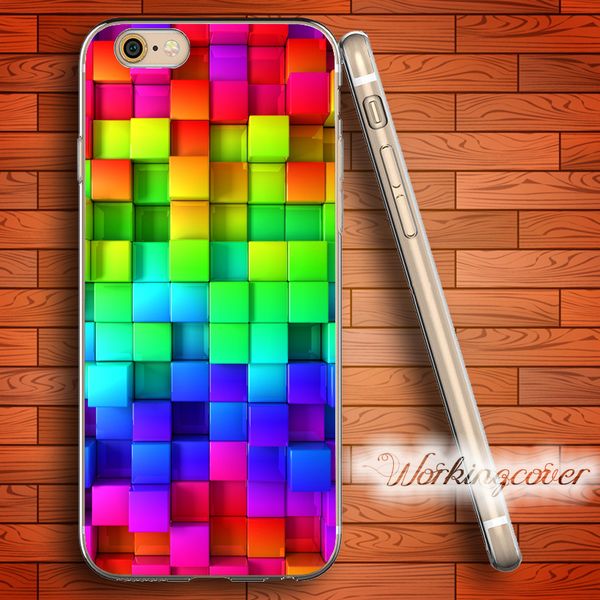 

coque blocks rainbow soft clear tpu case for iphone 7 6 6s plus 5s se 5 5c 4s 4 case silicone cover