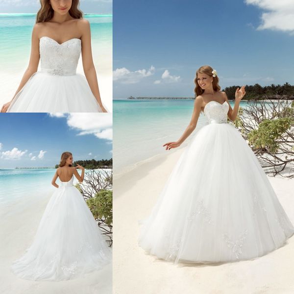 

2018 элегантный boho пляж свадебные платья без рукавов милая шнуровке суд поезд кружева свадебные платья белый слоновой кости на заказ новый, White