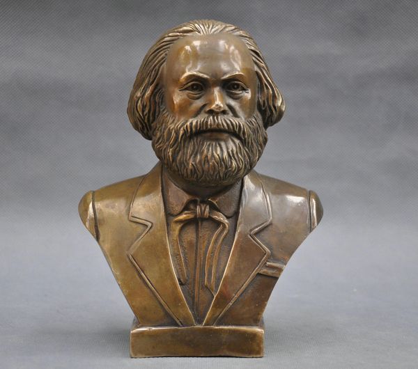 

7 '' Бронзовая статуя немецкого великого коммуниста Карла Маркса Бюста