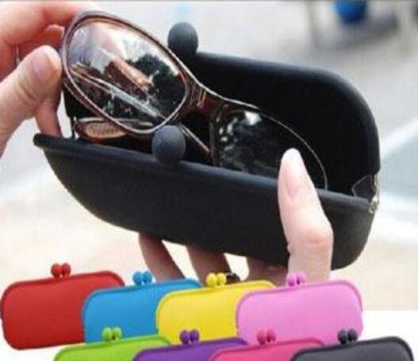 

dhl waterproof silicone sunglasses pouch soft colorful eyeglasses bag glasses case rubber candy colors coin purse, White;black