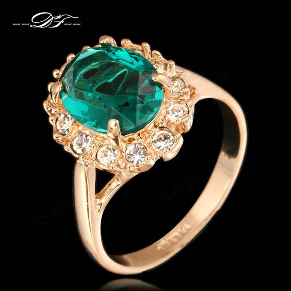 

Элегантный зеленый горный хрусталь кольца для женщин 18k розовое золото покрытием