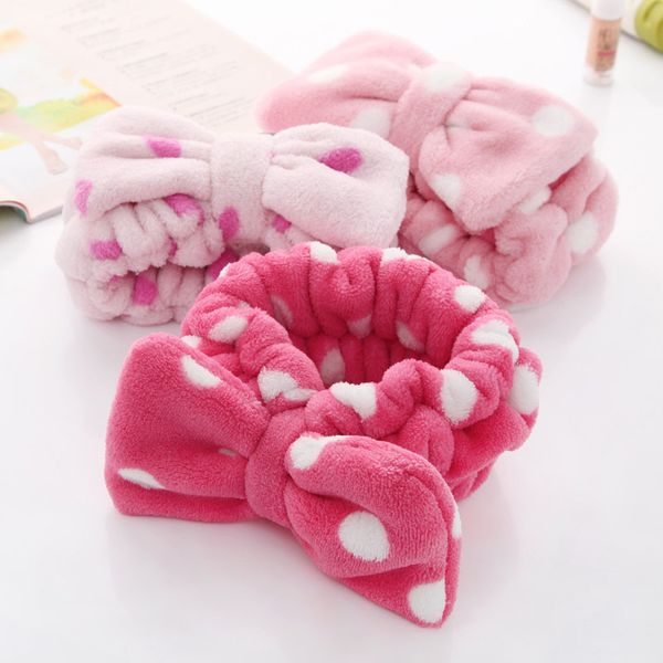 

women stretch hairband elastic bow headbands coral velvet fiber dot strip girls hair accessories hair bands fashion head band, Black;brown