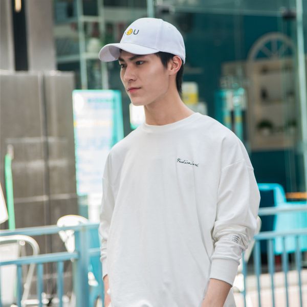 

autumn new design simple trendy brand hoodie men pure white coat printing letters fleece 2018, Black