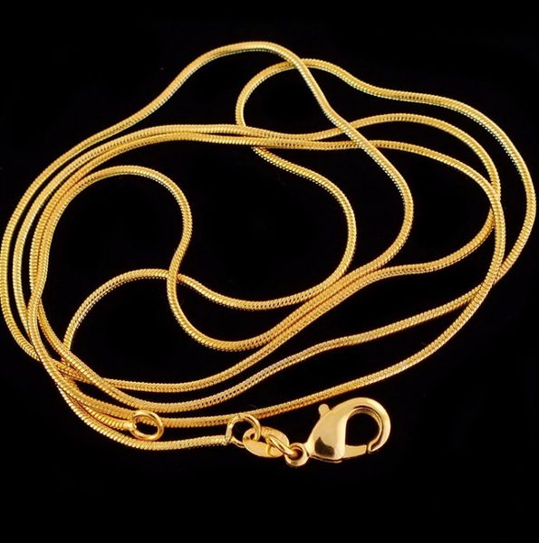 

20pcs/lot wholesale fashion gold color necklace chains,1mm snake chain necklace 16"-30",pick length, Silver