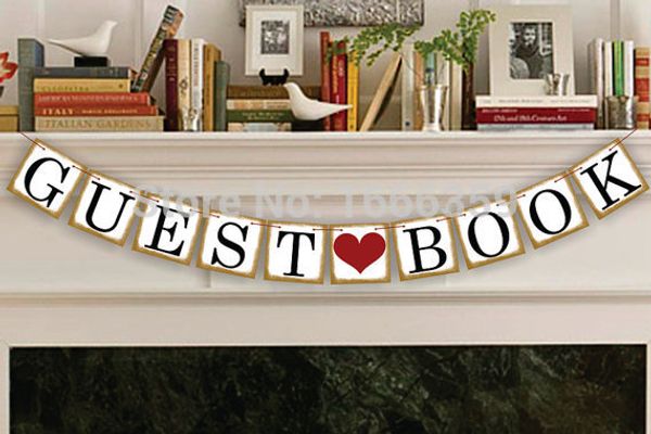 

wholesale- 1 x handmade gold side guest book wedding bunting banner p booth props party garland decoration