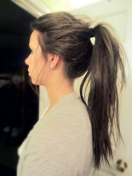 Simple Natural Straight Ponytails Black Messy Pony Clip In High