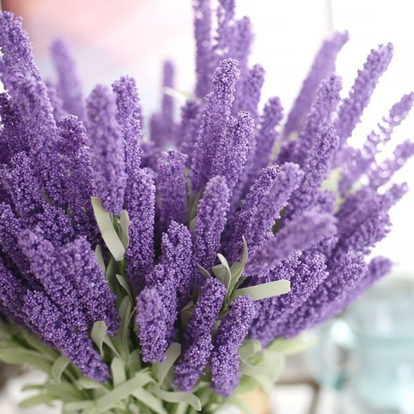 

12 Heads/Bouquet Foam Flower Colorful Artificial Lavender Flower Wedding Decoration Home Party Decor Fake Artificial Flower