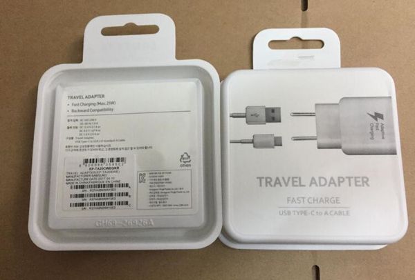

original oem black/white fast travel adapter wall charger + type-c cable with retail packaging for samsung galaxy s8 s8 plus moto z c9 pro