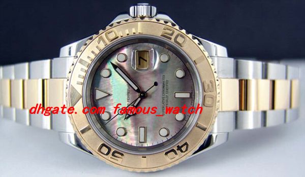 

stainless steel bracelet gold & steel black mother of pearl 16623 40mm - watch chest automatic mechanical man watch wristwatch, Slivery;brown