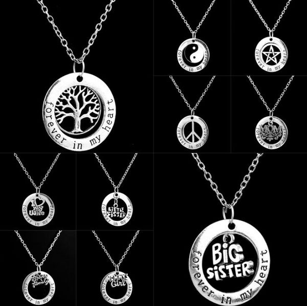 

12pcs forever in heart pendant necklace mixes color alloy pendant necklaces 2017 christmas jewelry in stock, Silver